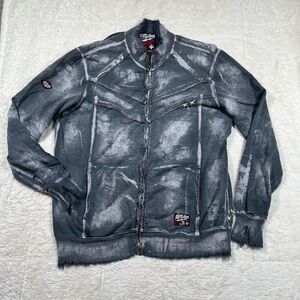 Affliction Black Faded Full-Zip Sweatshirt Jacket Mens Rare